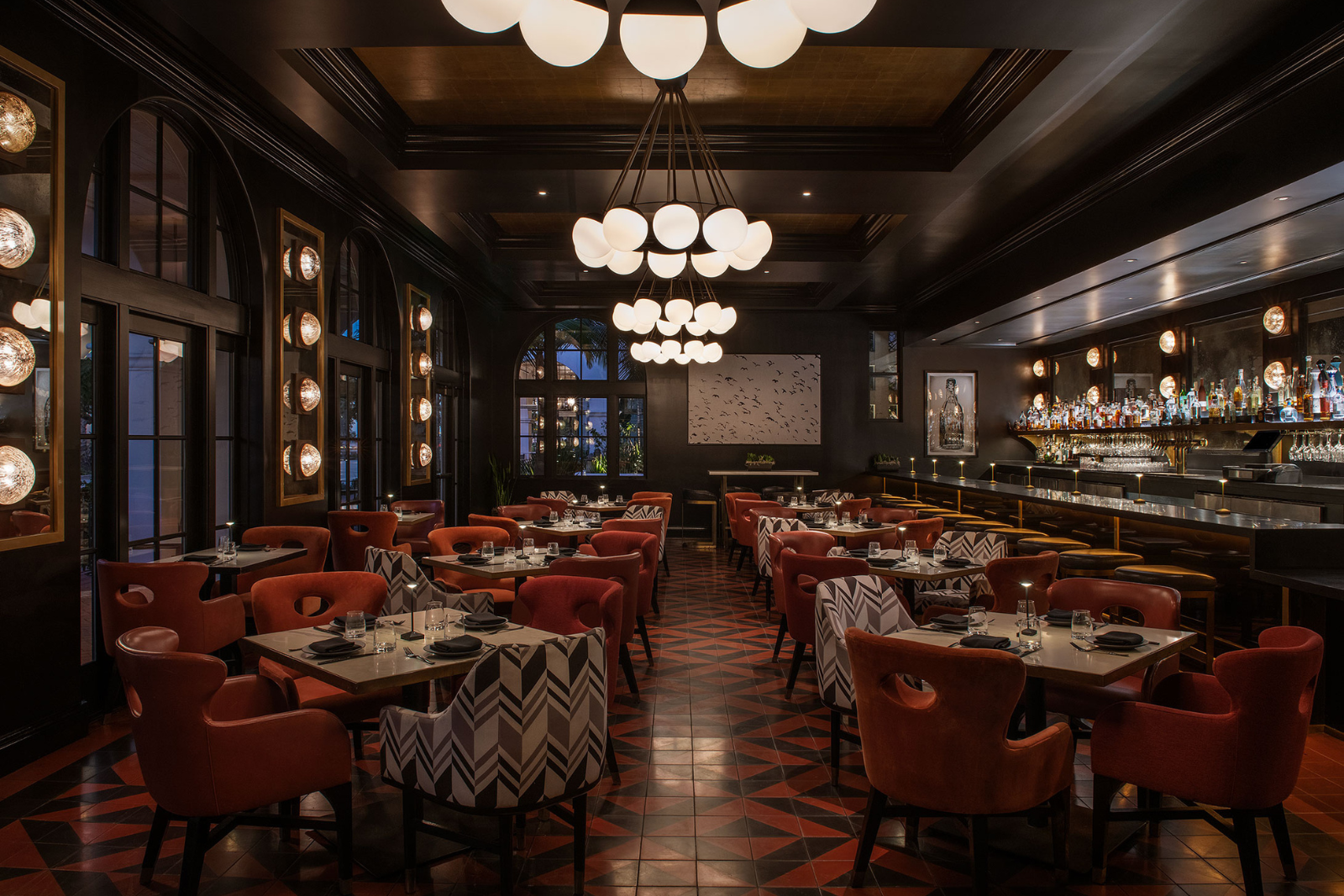 BLACKBIRD Restaurant interior in Santa Barbara's Funk Zone at Hotel Californian - modern dining ambiance